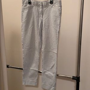 Blue and white seersucker capris.